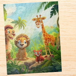 Safari Niedlich Jungle Tiername personalisiert Puzzle