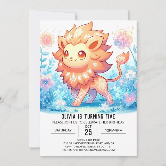 Safari Niedlich Lion Digital Geburtstag Einladung (Vorderseite)