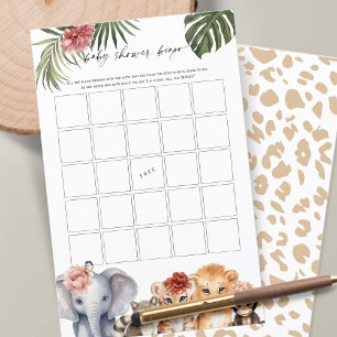 Safari Niedlicher Tiere Baby Girl Dusche Bingo