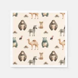 Safari Niedlicher Tiere Babydusche Serviette