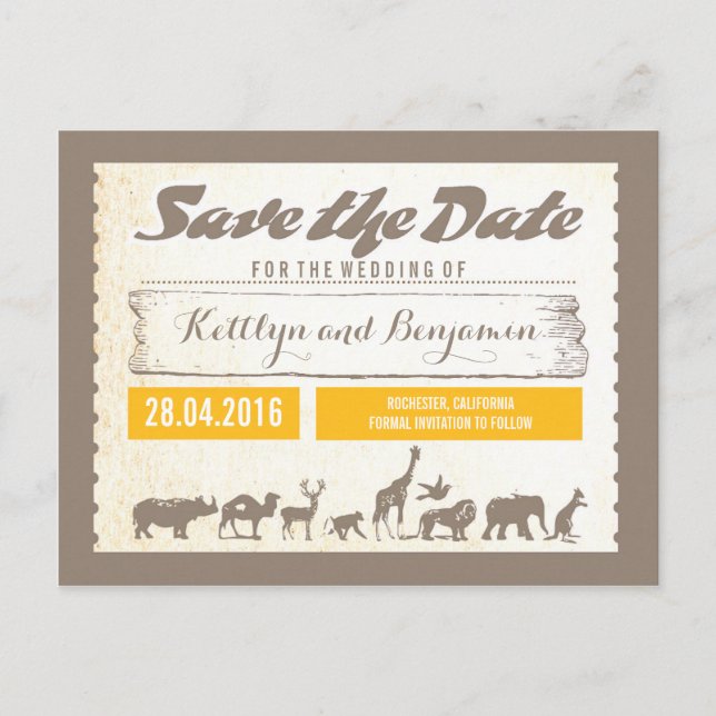 Safari oder Zoo Wildlife Save the Date Postkarten (Vorderseite)