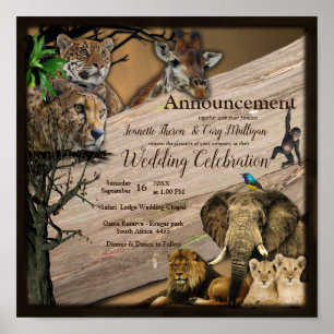 Safari Outdoor Hochzeitsankündigung Poster