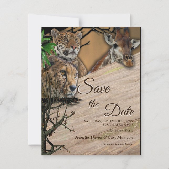 Safari Outdoor Save the Date Ankündigung (Vorderseite)