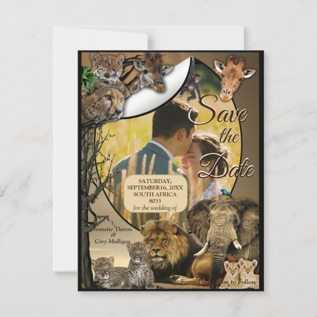 Safari Outdoor Save the Date Ankündigung (Vorderseite)