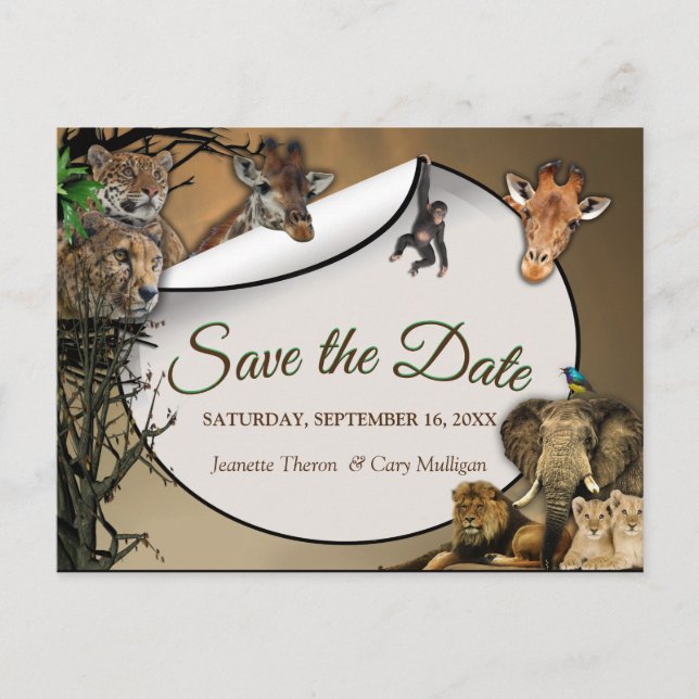 Safari Outdoor Save the Date Ankündigungspostkarte (Vorderseite)