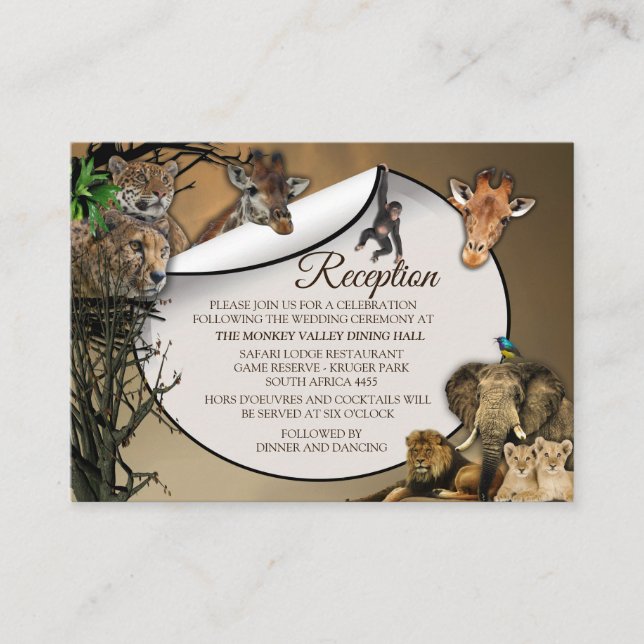Safari Outdoor Wedding Reception Enclosure Card Begleitkarte (Vorderseite)