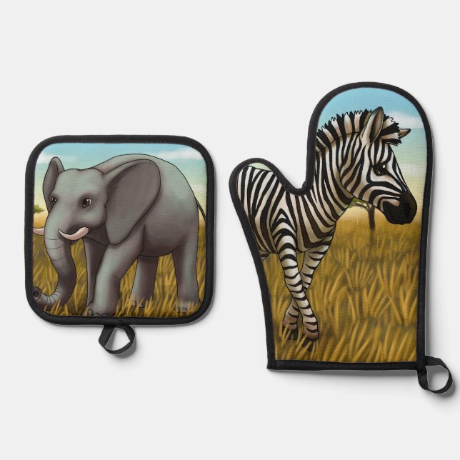Safari oven mitt and pot holder set (Vorderseite)
