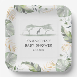 Safari Palm Blätter Giraffe Baby Dusche Pappteller