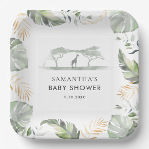 Safari Palm Blätter Giraffe Baby Dusche Pappteller