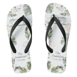 Safari Palm Verlasse Honeymoon Botanische Script M Flip Flops