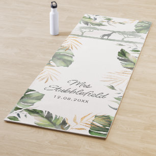 Safari Palm Verlasse Neugeborene Botanische Script Yogamatte