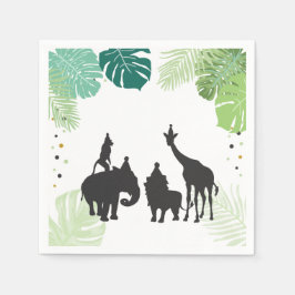 Safari Paper Napkins Zoo Wild Jungle Animals Black Serviette