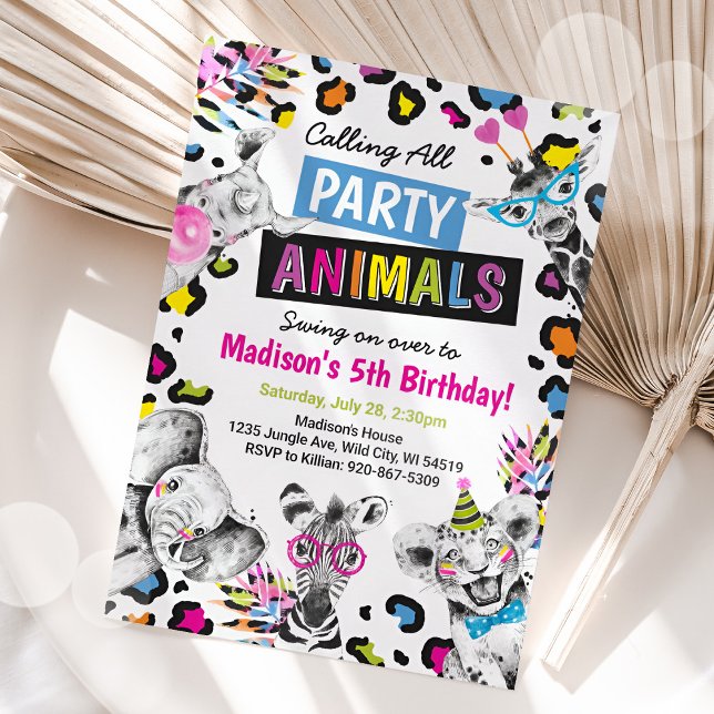 Safari Party Animals Birthday Leopard Print Einladung (Von Creator hochgeladen)