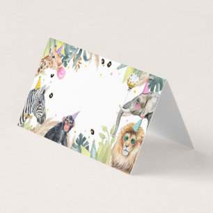 Safari Party Animals Food Label Girl Geburtstag Visitenkarten