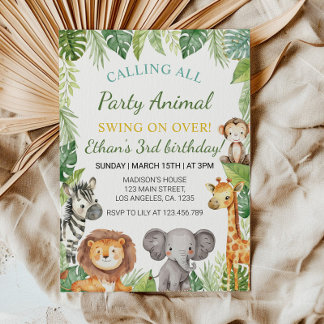 Safari Party Tiere Geburtstag Einladung