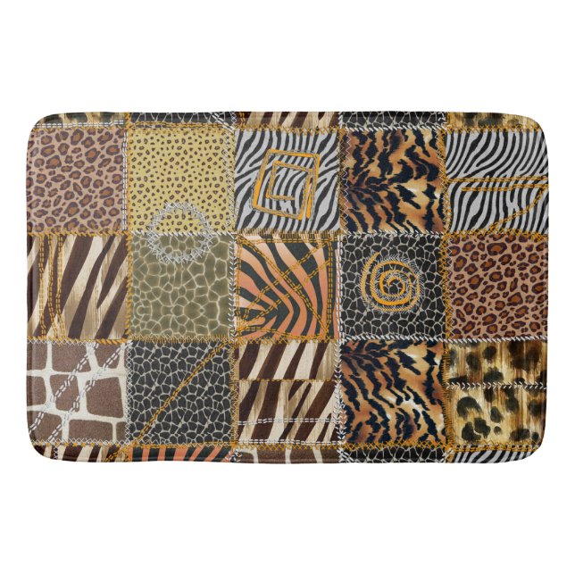 Safari-Patchwork große Bad-Matte Badematte (Vorderseite)