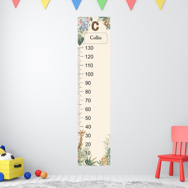 Safari Personalized Name Monogram C Growth Chart Poster (Von Creator hochgeladen)