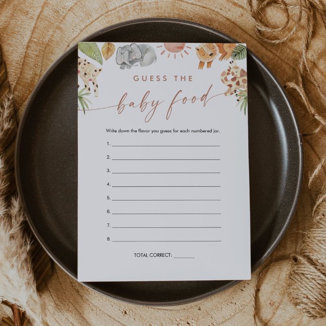SAFARI Raten Sie die Baby Food Game Card Einladung (Von Creator hochgeladen)