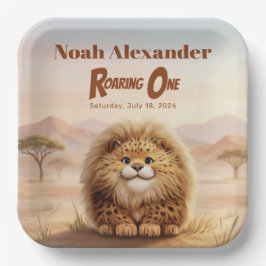 Safari Roaring One Fluffy Leopard Birthday Party Pappteller