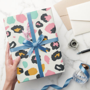 Safari Rosa Pastell Leoparden Punkte Geschenkpapier