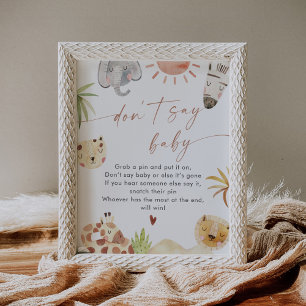 SAFARI Sage nicht Baby Game Sign Poster