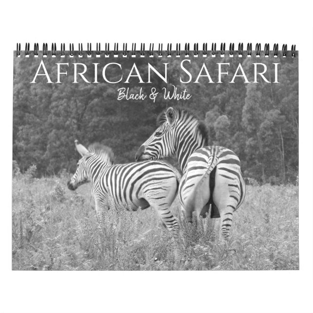 Safari schwarz-weiß 2025 kalender (Titelbild)