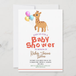 Safari Simple Niedlicher Tiere giraffe Baby Shower Einladung