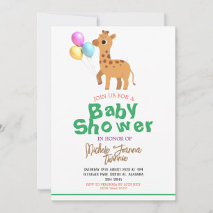 Safari Simple Niedlicher Tiere giraffe Baby Shower Einladung