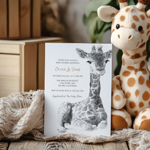 Safari Sketch Niedliche Giraffe Babydusche Einladung