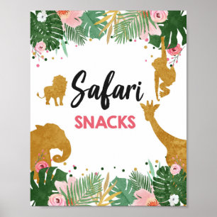 Safari Snacks Food Animals Girl Geburtstagszeichen Poster