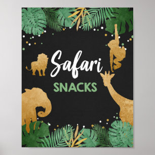 Safari Snacks Wilde Tiere Gold Geburtstagsparty Poster