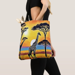 Safari-Sonnenuntergang: Umarmung der Giraffe