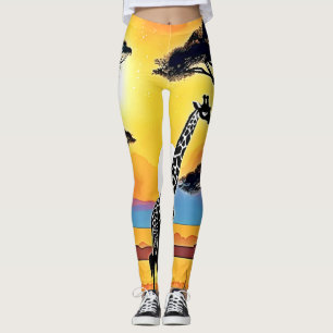 Safari-Sonnenuntergang: Umarmung der Giraffe Leggings