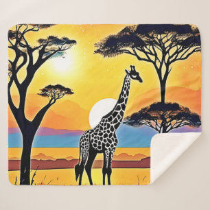 Safari-Sonnenuntergang: Umarmung der Giraffe Sherpadecke