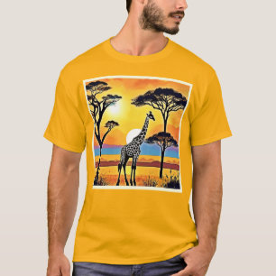 Safari-Sonnenuntergang: Umarmung der Giraffe T-Shirt