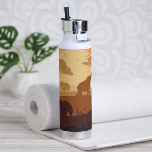 Safari-Sonnenuntergang-Wildlife-Silhouette-Abenteu Trinkflasche