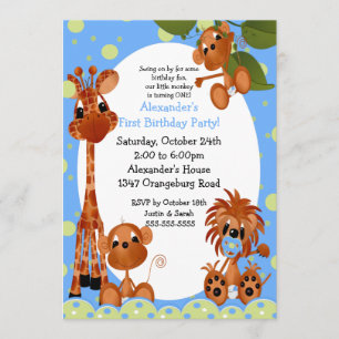 Safari-Spaß-1. Geburtstag Einladung