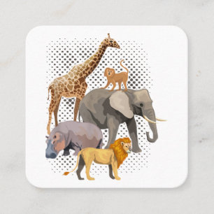 Safari Squad African Safari Tiere Funny Zoo Anim Quadratische Visitenkarte