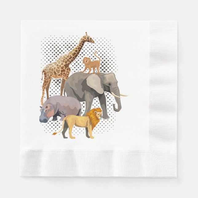 Safari Squad African Safari Tiere Funny Zoo Anim Serviette (Vorderseite)