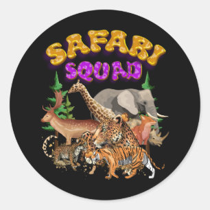 Safari Squad Animals Zoo Lovers Wilflife Jungle Zo Runder Aufkleber