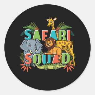 Safari Squad Zoo Afrikanische Tiere Runder Aufkleber
