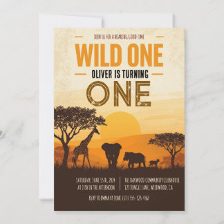 Safari Sunset Bold Wild One First Birthday Einladung