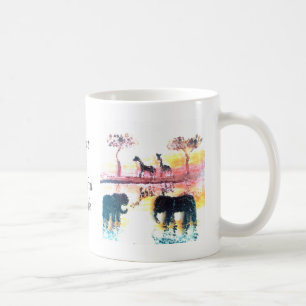 Safari Sunset Elephant, Giraffe Wildlife Tasse