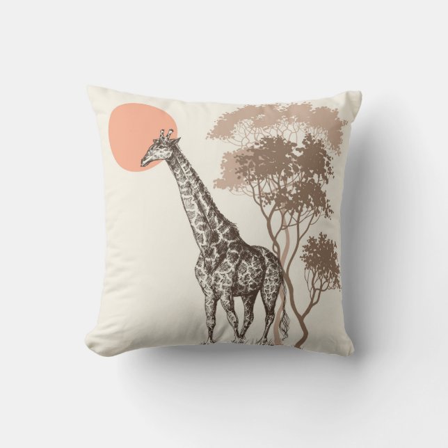 Safari Sunset Giraffe Naturlandschaft Kissen (Vorderseite)
