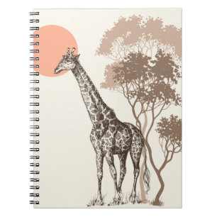 Safari Sunset Giraffe Naturlandschaft Notizblock