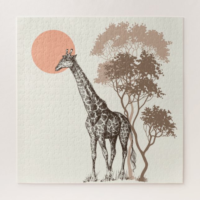 Safari Sunset Giraffe Naturlandschaft Puzzle (Vertikal)
