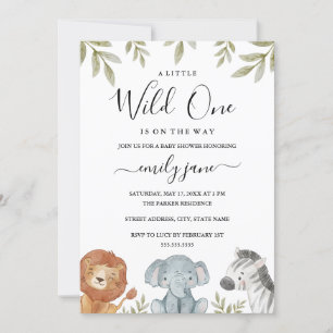 Safari Süße Tiere Mädchen Junge Baby Shower Einladung