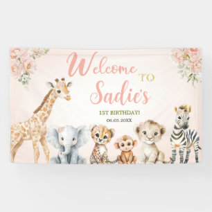 Safari Sweet Girl Floral Geburtstag Banner