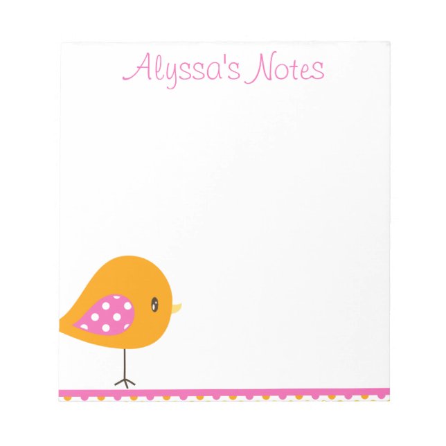 Safari Sweetness Birdie Notepad 5,5" x 6" Notizblock (Vorderseite)