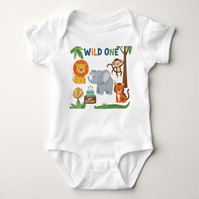 Safari-T-Shirt Baby Strampler (Vorderseite)